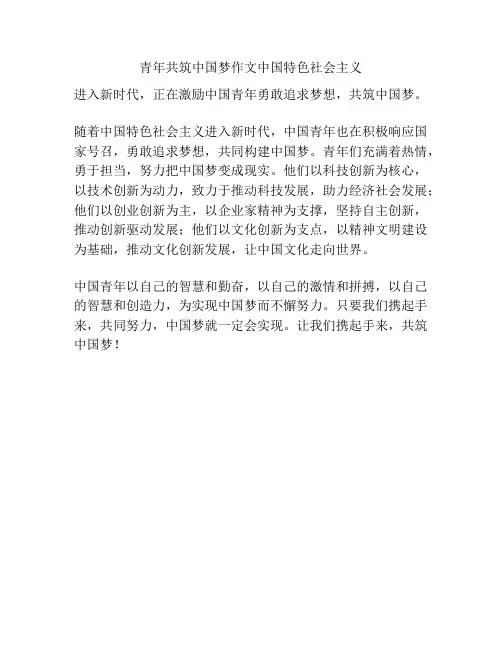 青年共筑中国梦作文中国特色社会主义
