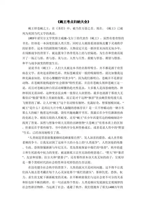 蝇王考点归纳大全