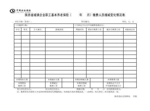 表C1陕西省城镇企业职工基本养老保险年月缴费人员增减变化情况表(Word)