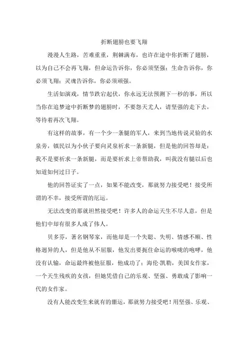 折断翅膀也要飞翔--作文