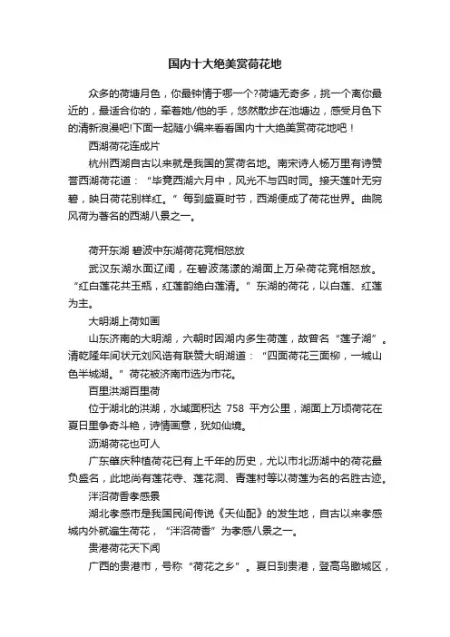 国内十大绝美赏荷花地