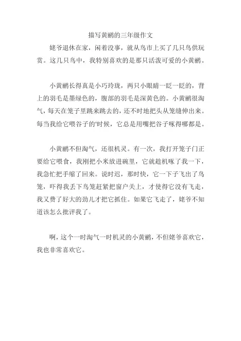 描写黄鹂的三年级作文