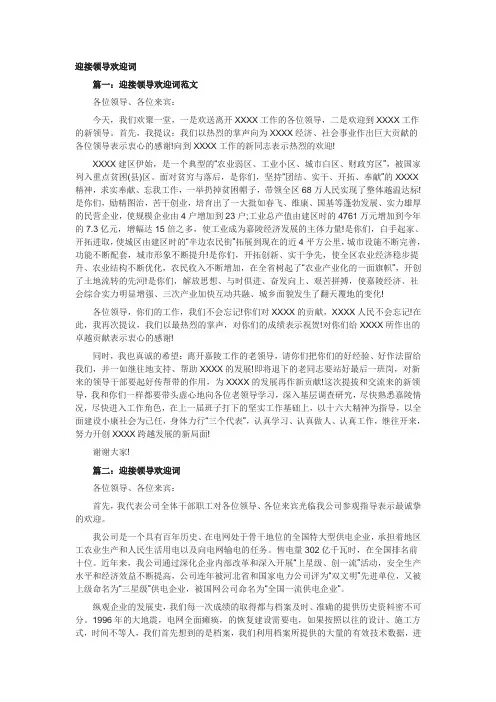 5篇 迎接领导欢迎词-迎接领导欢迎的话语
