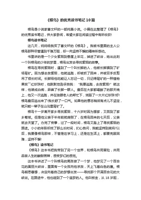 《根鸟》的优秀读书笔记10篇