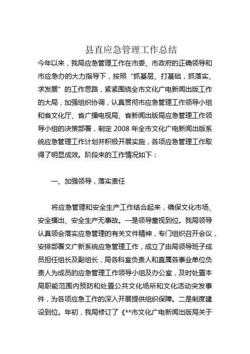 应急管理工作总结 2