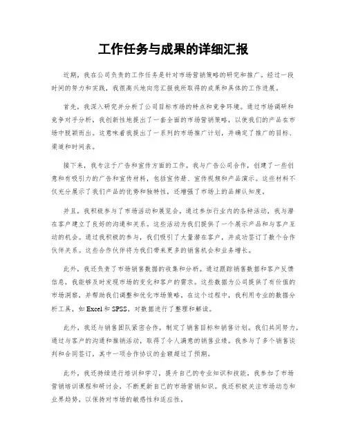 工作任务与成果的详细汇报