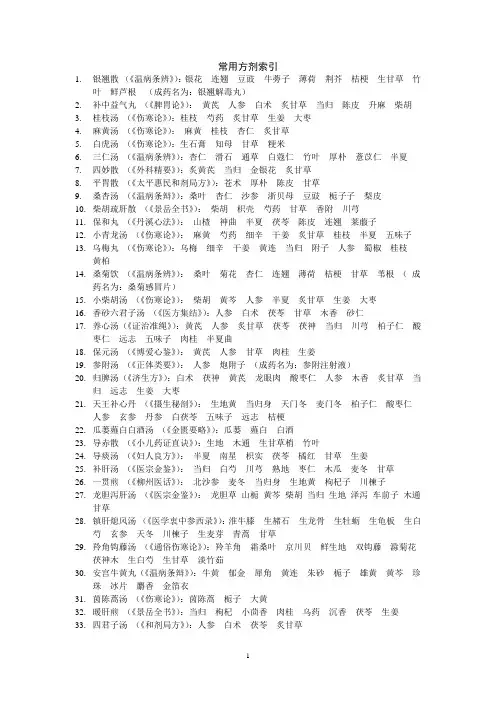常用方剂索引