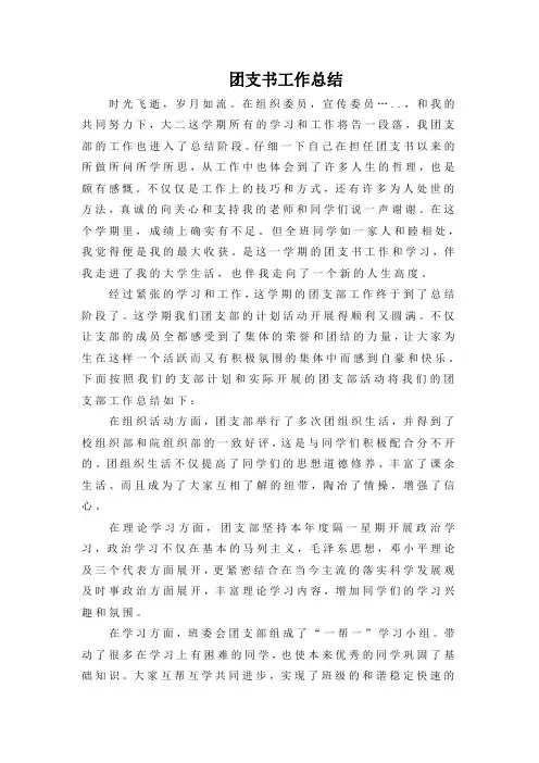 大学团支书工作总结