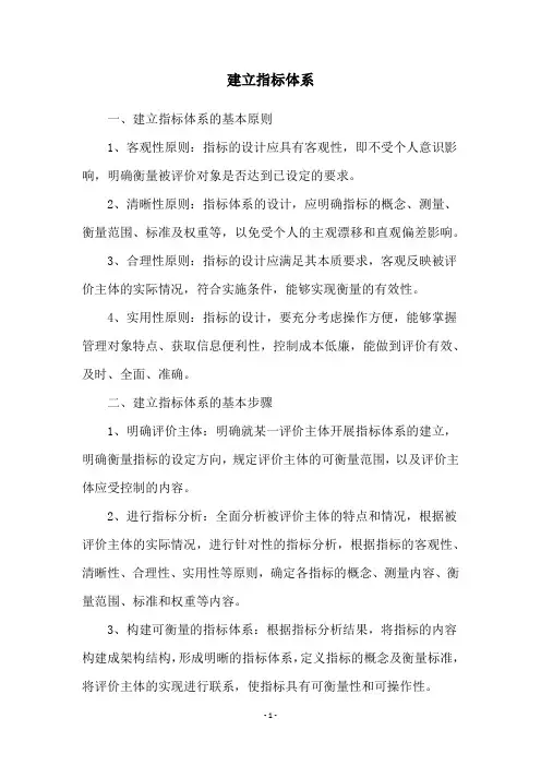 建立指标体系