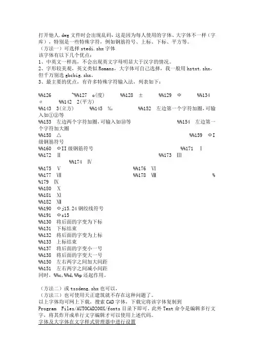 CAD钢筋字体