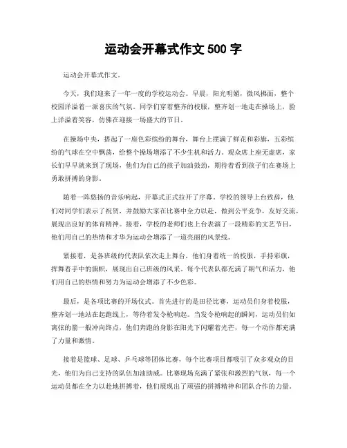 运动会开幕式作文500字