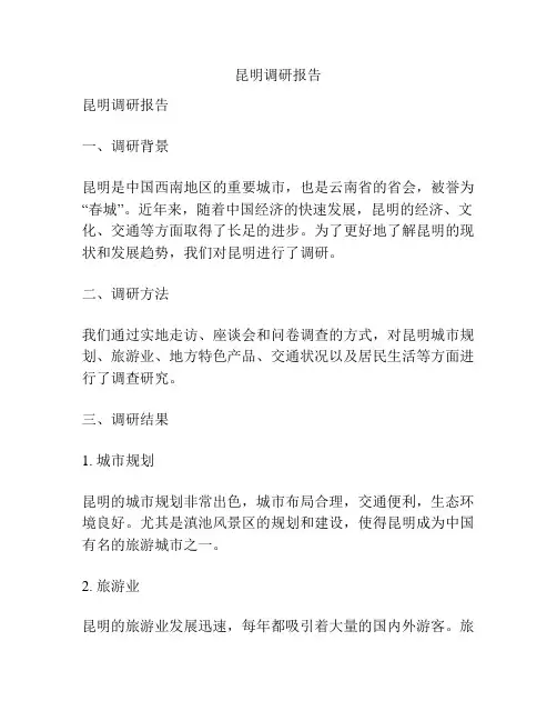 昆明调研报告