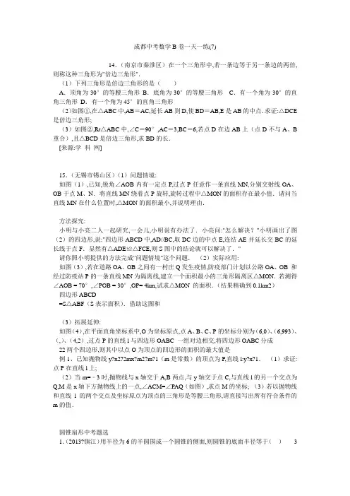 成都中考数学B卷一天一练(7)