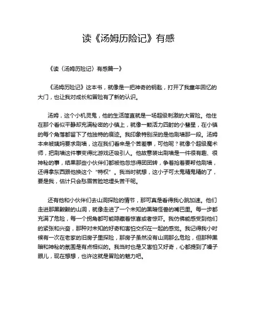 读《汤姆历险记》有感