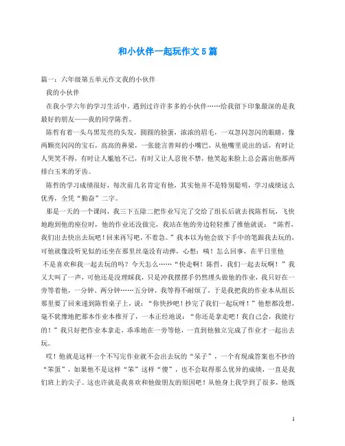 和小伙伴一起玩作文5篇