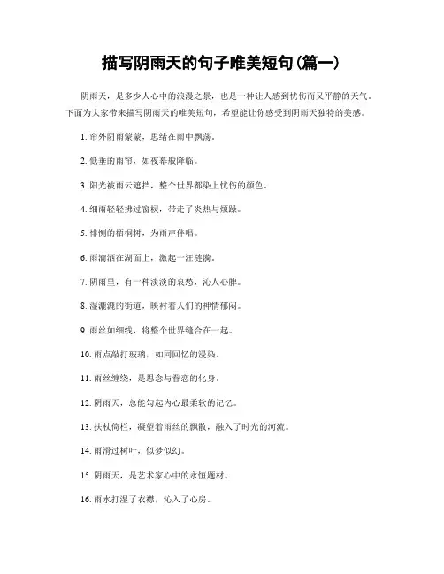 描写阴雨天的句子唯美短句(精选合集2篇)