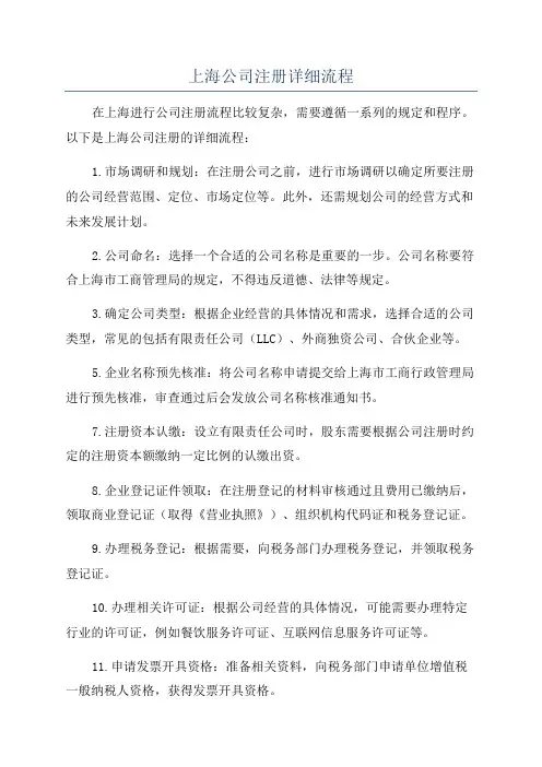 上海公司注册详细流程