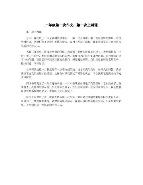 二年级第一次作文：第一次上网课