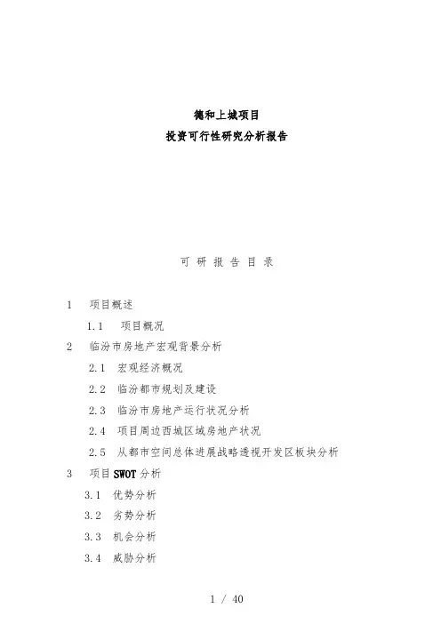 项目策划投资可行性研究分析报告