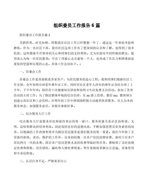 组织委员工作报告6篇