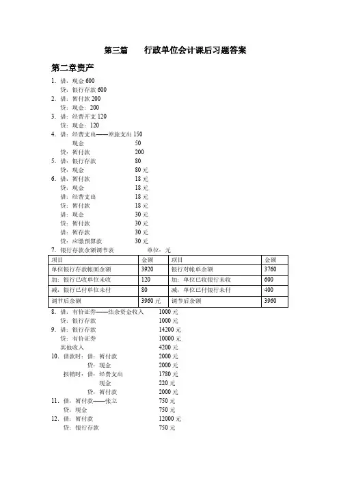 【VIP专享】第二章行政单位会计课后习题标准答案