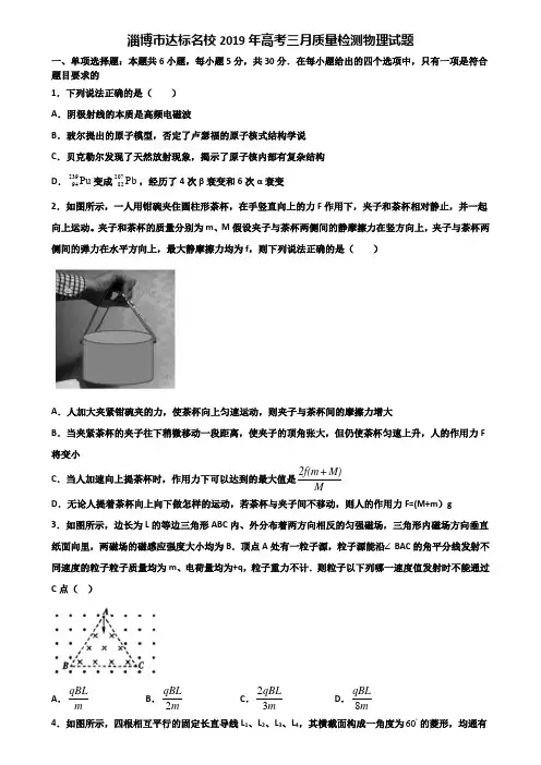 淄博市达标名校2019年高考三月质量检测物理试题含解析