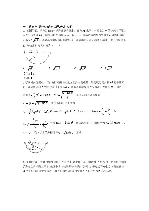 人教版物理高一下册 抛体运动单元测试题(Word版 含解析)