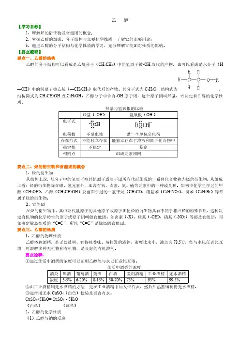 2020年高考化学考点 乙醇(985)