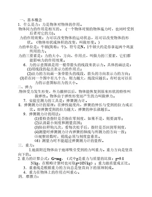 重力、弹力、摩擦力_知识点+题+填空
