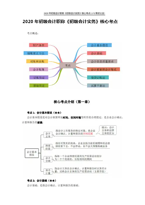 2020年初级会计职称《初级会计实务》核心考点(1-8章讲义全)