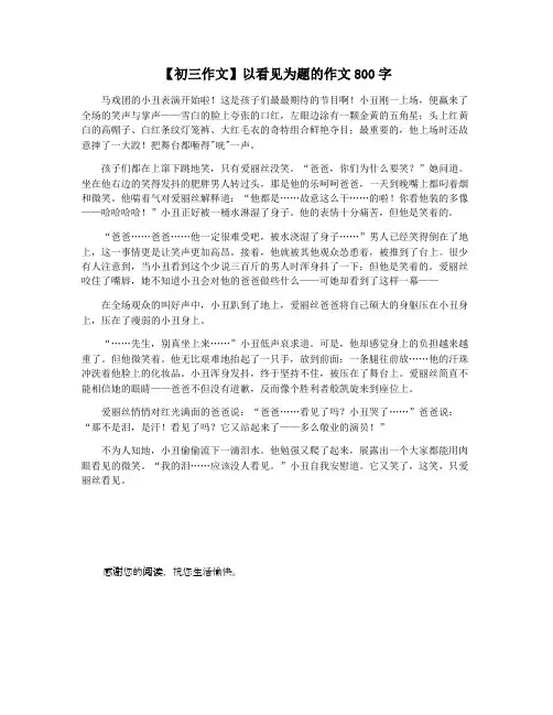 【初三作文】以看见为题的作文800字