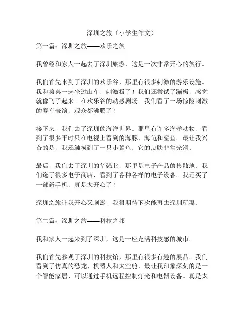深圳之旅(小学生作文)