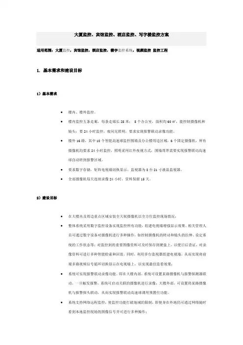 大厦监控、宾馆监控、酒店监控、写字楼监控方案