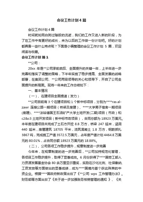会议工作计划4篇