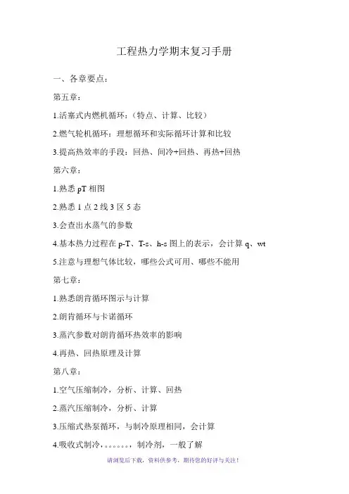 工程热力学期末复习手册