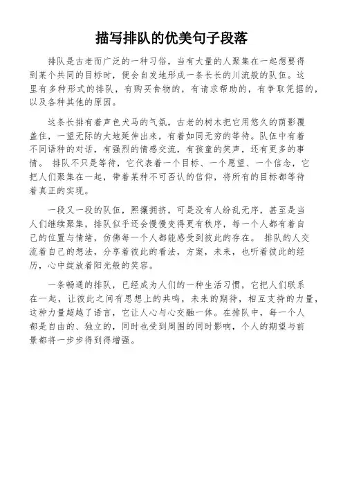 描写排队的优美句子段落