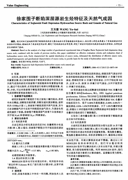 徐家围子断陷深层源岩生烃特征及天然气成因