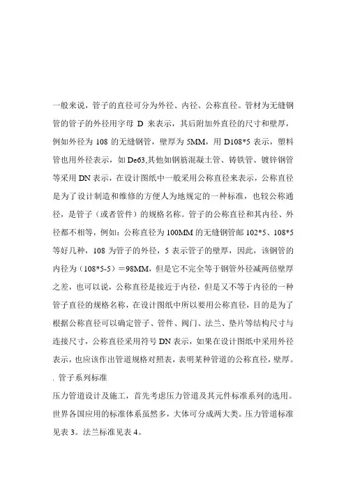 管子公称直径和外径