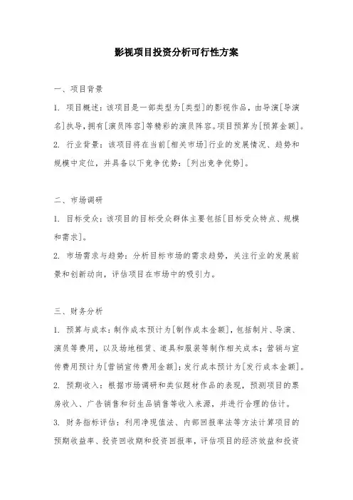 影视项目投资分析可行性方案