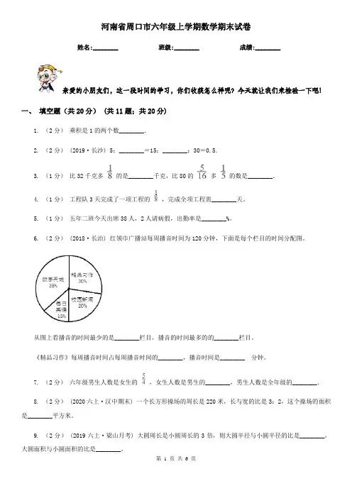 河南省周口市六年级上学期数学期末试卷