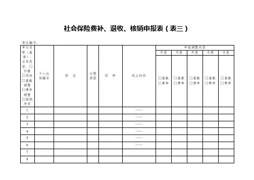 社会保险费补、退收、核销申报表(表三)