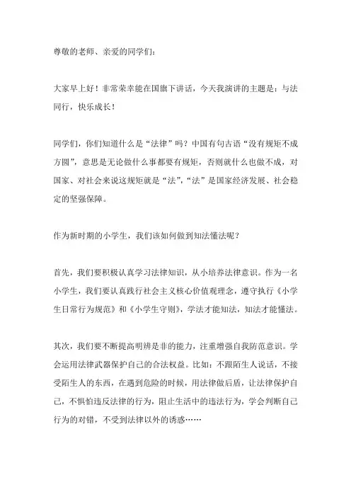 国旗下演讲-----《与法同行 快乐成长》