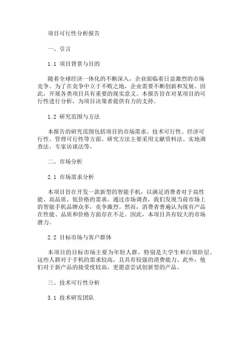 项目可行性分析报告 精选1篇
