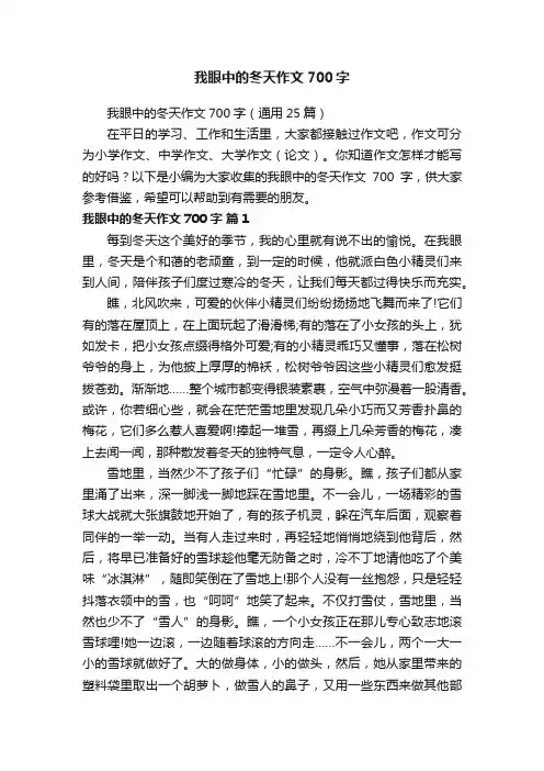 我眼中的冬天作文700字