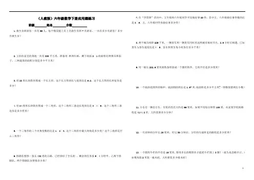 (人教版)六年级数学下册应用题练习_4