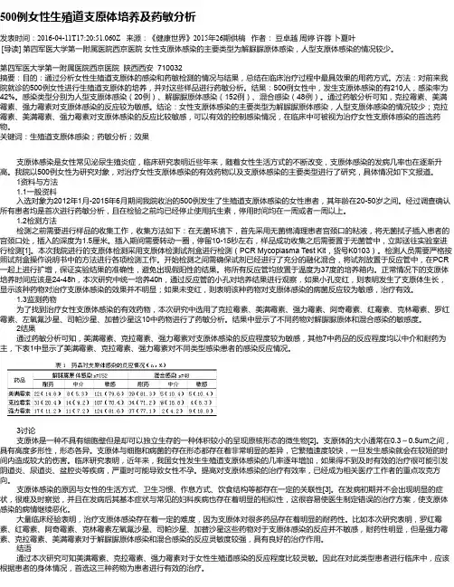 500例女性生殖道支原体培养及药敏分析