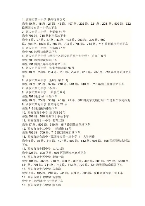 西安市所有的高中.以及详细地址