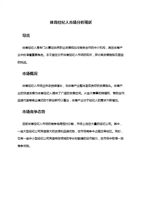 2024年体育经纪人市场分析现状