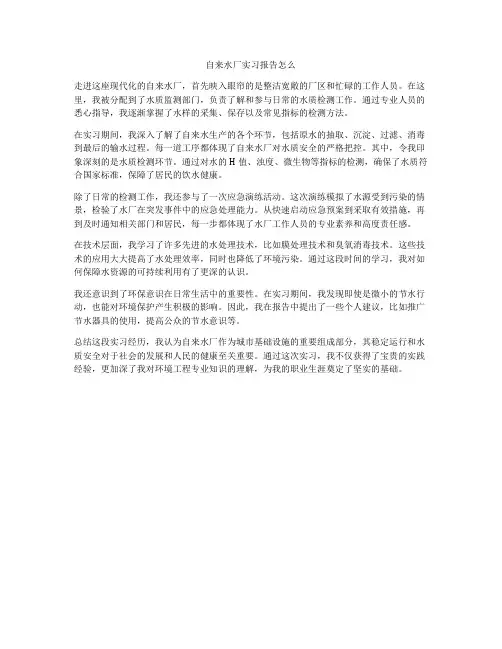 自来水厂实习报告怎么
