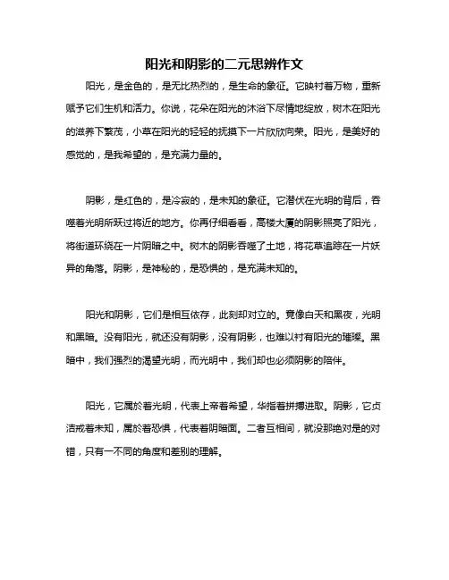 阳光和阴影的二元思辨作文